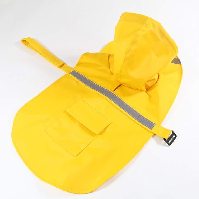 HAPEE Dog Raincoats with Reflective Strip Hoodie,Poncho Jacket for Large Dogs fit Golden Retriever Doodle (A1-Yellow, 26B (75-85 lbs))