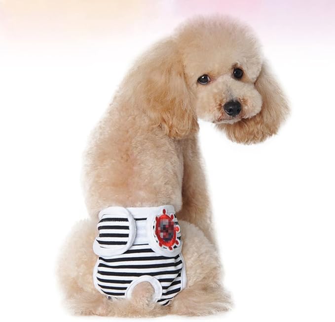 Mikikit Adjustable Pattern Pet Safety Pants for Female Dogs Comfortable Dog Diapers for Menstruation Protects Floors and Furnishings Suitable for Breeds