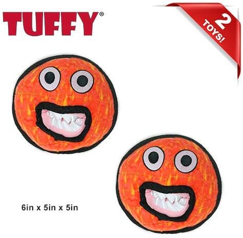 TUFFY® - World's Tuffest Soft Dog Toy - Alien - Multiple Layers. Made Durable, Strong & Tough. Interactive Play (Tug, Toss & Fetch). Machine Washable & Floats. (Ball Red, Large 2 Pack)