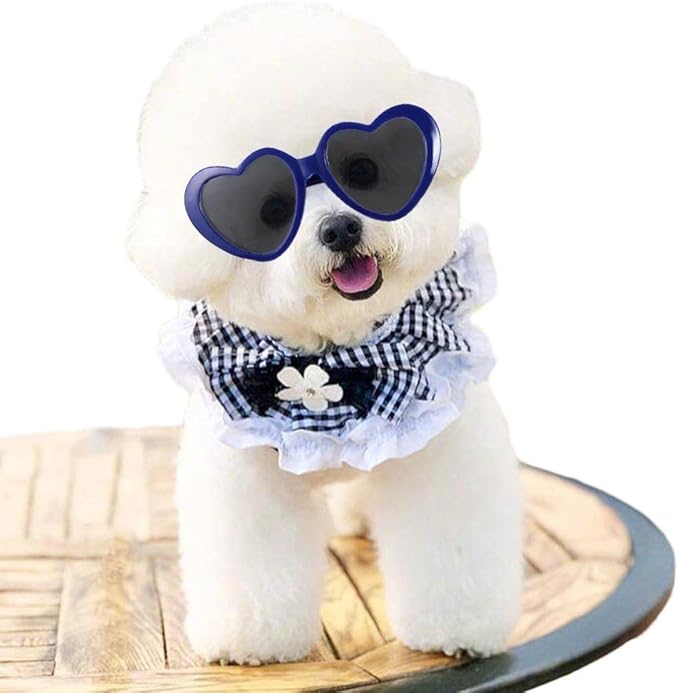 Vctitil 9 Pcs Dog Cat Sunglasses Cute Heart Pet Glasses Photo Props Eyewear Multicolor Cosplay Glasses Dolls Sunglasses Pet Accessories