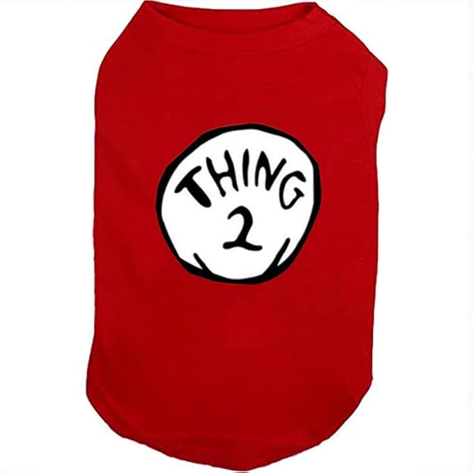 Dog Shirts for Pet Clothes Soft Breathable Puppy Shirts Pop Culture Thing 1 to Thing 9 Printed Pet T-Shirt (RED-2, X-Large)