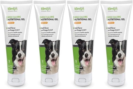 Tomlyn Nutri-Cal Malt-Flavored High-Calorie Nutritional Gel for Dogs, Helps Support a Healthy Appetite for Dogs Providing Calories, Vitamins, and Minerals in a Tasty Dog Supplement, 4.25oz-4 Pack