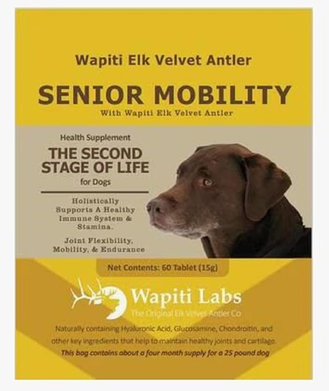 60 Count Senior Dog Mobility with Elk Velvet Antler Tablets