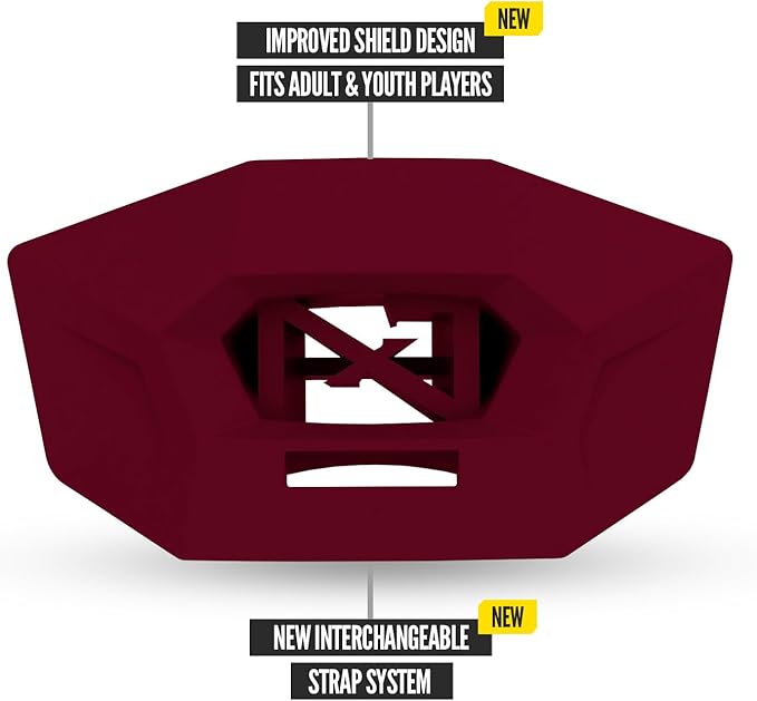 Nxtrnd One Pro Football Mouth Guard, Interchangeable Strap, Fits Adult & Youth (Maroon)