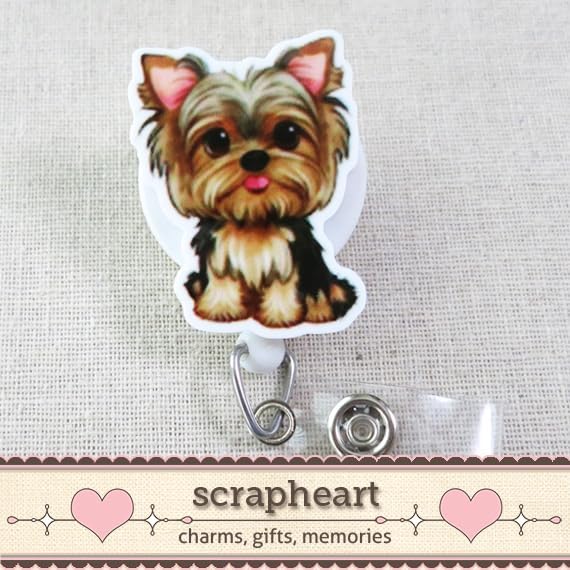 Dog Badge Reel, Yorkie Nurse Badge Reel, Funny Animal ID Holder, Cute Yorkie Puppy ID Badge Clip, Vet Tech Veterinarian Badge