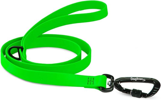 DogTraxs - Essential Dog Leash - Biothane Training Lead - for Small-Large Dogs - Waterproof & Odor Resistant - Self Locking Swivel Carabiner Durable - 3/4" x 3 Feet - Green