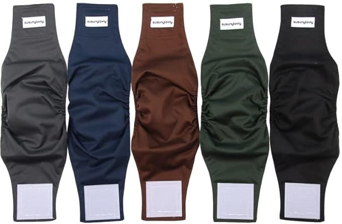 Washable Belly Band for Male Dogs,Pack of 5 Reusable Super Absorbent Small Dog Diapers Male Puppy Belly Wrap,M