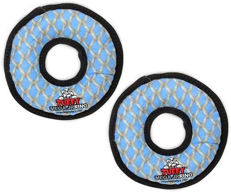 TUFFY - World's Tuffest Soft Dog Toy - MEGA -Multiple Layers. Made Durable, Strong & Tough. Interactive Play (Tug, Toss & Fetch). Machine Washable & Floats (Ring Chain Link, Jr 2 Pack)