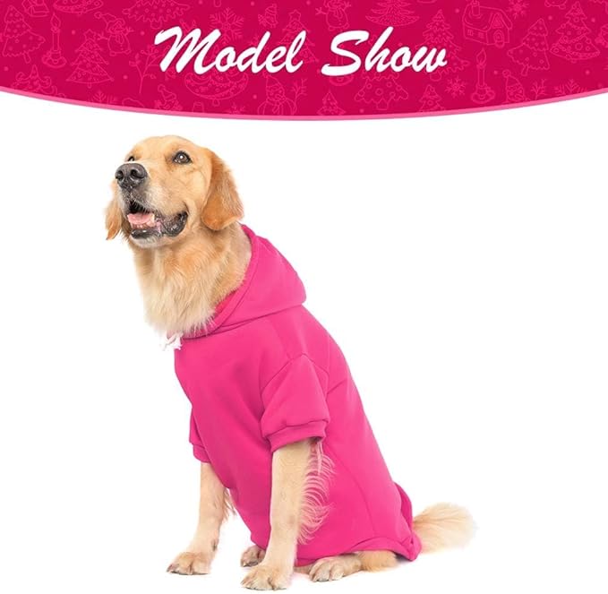 KOOLTAIL Dog Hoodie for Large Medium Small Dogs,Soft&Warm Pet Sweater with Leash Hole & Pocket Boy Girl,Puppy Fall Winter Jacket Clothes,French Pitbull Cold Weather Coat Sweatshirt,Deep Pink XL/XXL