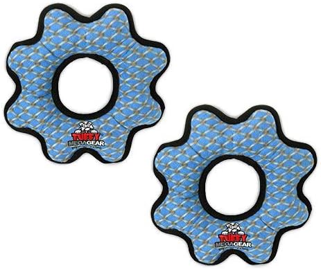 TUFFY - World's Tuffest Soft Dog Toy - MEGA -Multiple Layers. Made Durable, Strong & Tough. Interactive Play (Tug, Toss & Fetch). Machine Washable & Floats (Gear Ring Chain Link, Large 2 Pack)