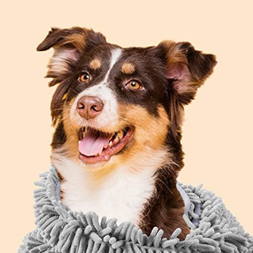 Patas Lague 2 Pack Absorbent Dog Towel for Drying Dogs Large, 35''x15'' Extra Large Microfiber Quick Drying Pet Bath Towel with Hand Pockets, Machine Washable Pet Shammy 2Grey