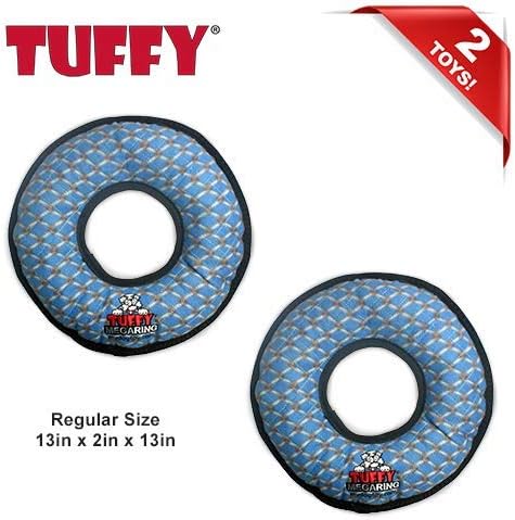 TUFFY - World's Tuffest Soft Dog Toy - MEGA -Multiple Layers. Made Durable, Strong & Tough. Interactive Play (Tug, Toss & Fetch). Machine Washable & Floats (Ring Chain Link, Large 2 Pack)