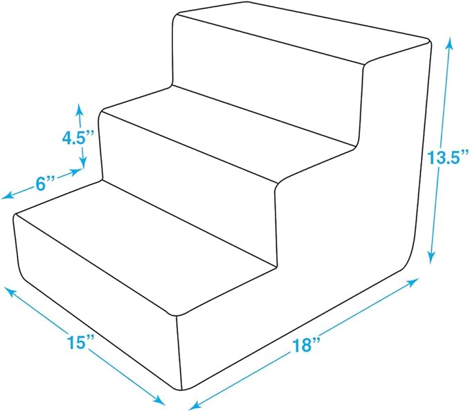 Best Pet Supplies Dog Stairs & Steps - Foam Steps for Small Dogs & Cats, Non-Slip Indoor Balanced Pet Step Support, Dog Ramp, No Assembly, Pale Teal, 3-Step (13.5-inch Height)
