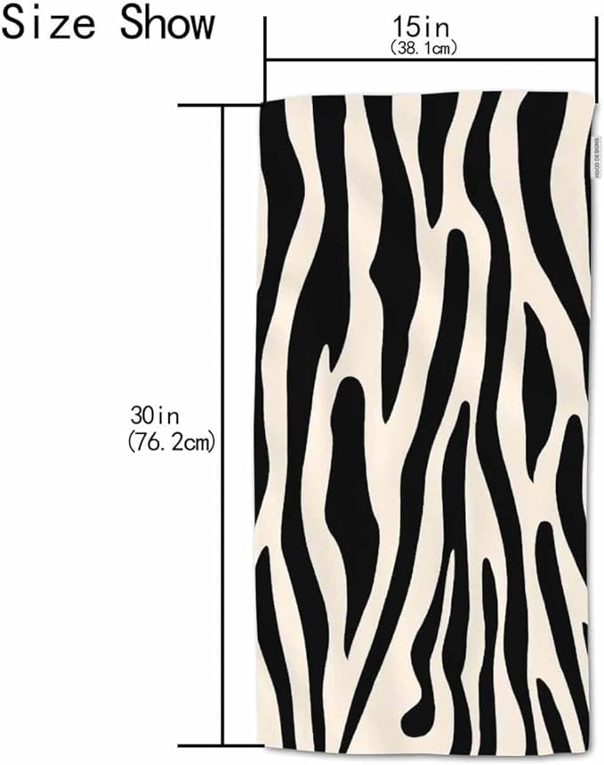 HGOD DESIGNS Zebra Towels, African Zebra Print Black and White Pattern 100% Cotton Soft Bath Kitchen Hotel Spa Towels 15"X30"