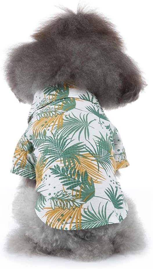 Tangpan Daisy Tropical Print Pet Dog Shirt Puppy Summer Hawaiian Beach Polo Shirts Clothes (Z White,XS)