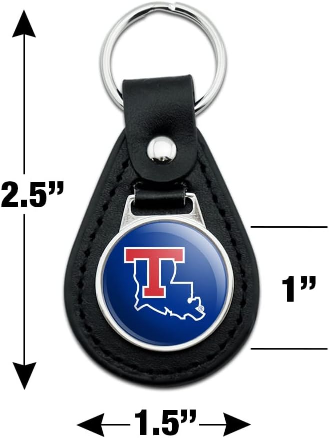 GRAPHICS & MORE Black Leather Louisiana Tech University Bulldogs Logo Keychain