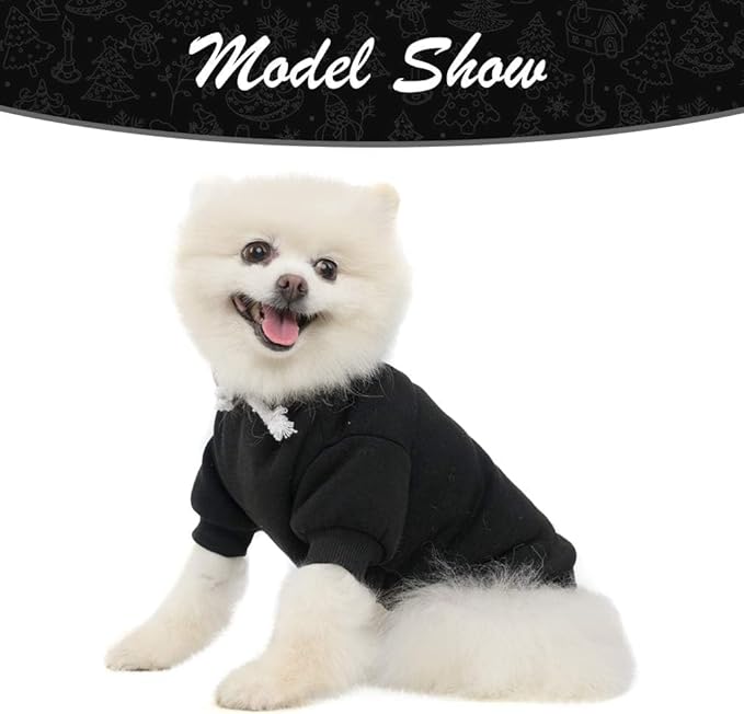 KOOLTAIL Dog Hoodie for Large Medium Small Dogs, Soft and Warm Pet Sweater with Leash Hole and Pocket Boy Girl, Puppy Fall Winter Jacket Clothes, French Pitbull Cold Weather Coat Sweatshirt, Black SM