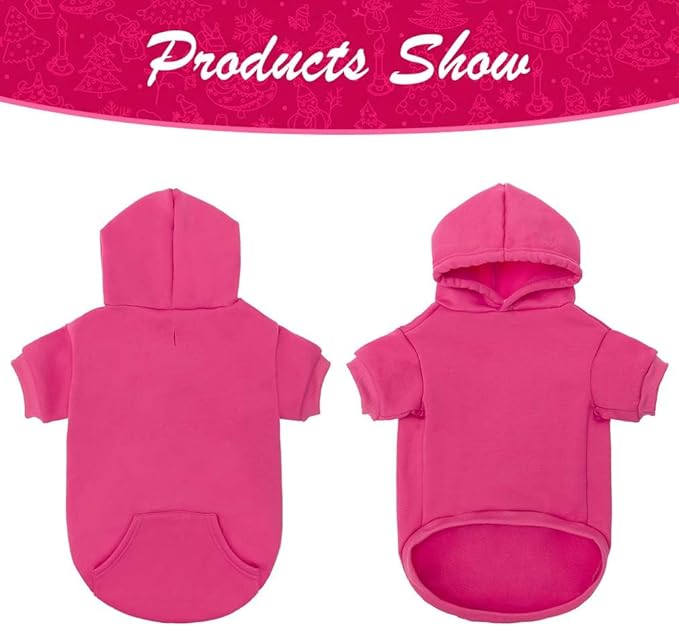 KOOLTAIL Dog Hoodie for Large Medium Small Dogs,Soft&Warm Pet Sweater with Leash Hole and Pocket Boy Girl,Puppy Fall Winter Jacket Clothes,French Pitbull Cold Weather Coat Sweatshirt,Deep Pink SM