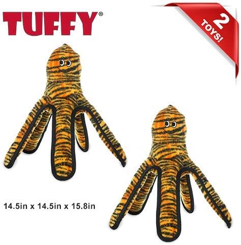 TUFFY - World's Tuffest Soft Dog Toy - MEGA -Multiple Layers. Made Durable, Strong & Tough. Interactive Play (Tug, Toss & Fetch). Machine Washable & Floats (Octopus, Large 2 Pack)