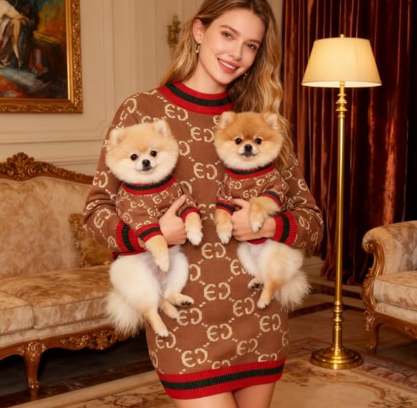 Luxury Dog Sweater – Soft Knit Designer Pet Outfit for Small Dogs & Puppies, XS–L, Stylish Warm Clothing for Yorkies, Chihuahuas, Dachshunds, Maltese, French Bulldog