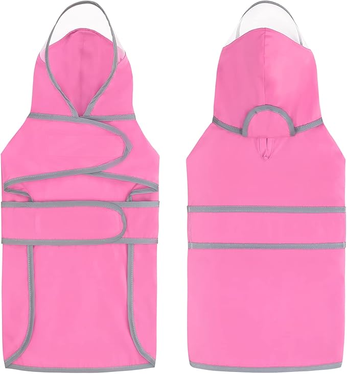 HDE Dog Raincoat with Clear Hood Rain Jacket Poncho for Small Medium Large Dogs Pink - 3XL