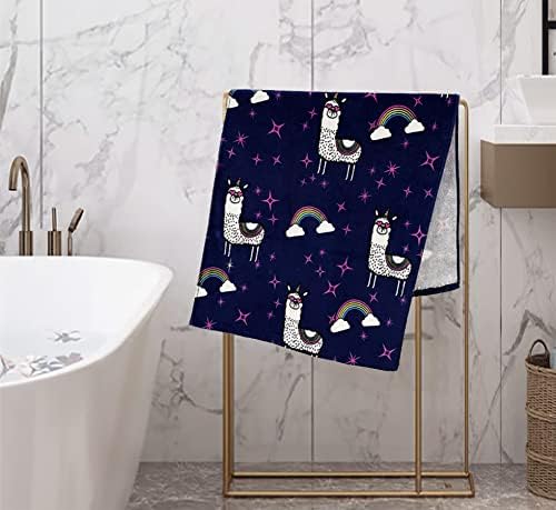 YIFONTIN Kids Beach Towel Super Soft Absorbent Throw Blanket 100% Cotton 24”X48” for Kids Swimming Bath Travel Sports Holiday Camping and Picnic, Alpaca Starry Sky.