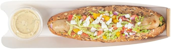 Restaurantware-Bio Tek 11.8 x 2 x 1.3 Inch Hot Dog Trays Pak of 200 Open-Design Hot Dog Containers - 3-Walled, Greaseproof, Recyclable, Disposable, Kraft Paper Serving Trays For Food Trucks