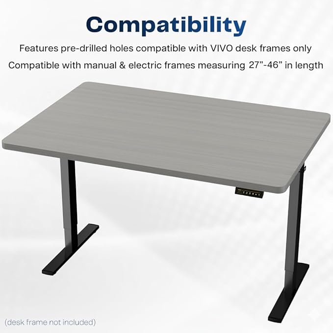 VIVO Universal 48 x 30 inch Solid One-Piece Table Top for Standard and Sit to Stand Height Adjustable Home and Office Desk Frames, Dark Gray, DESK-TOP48-30G