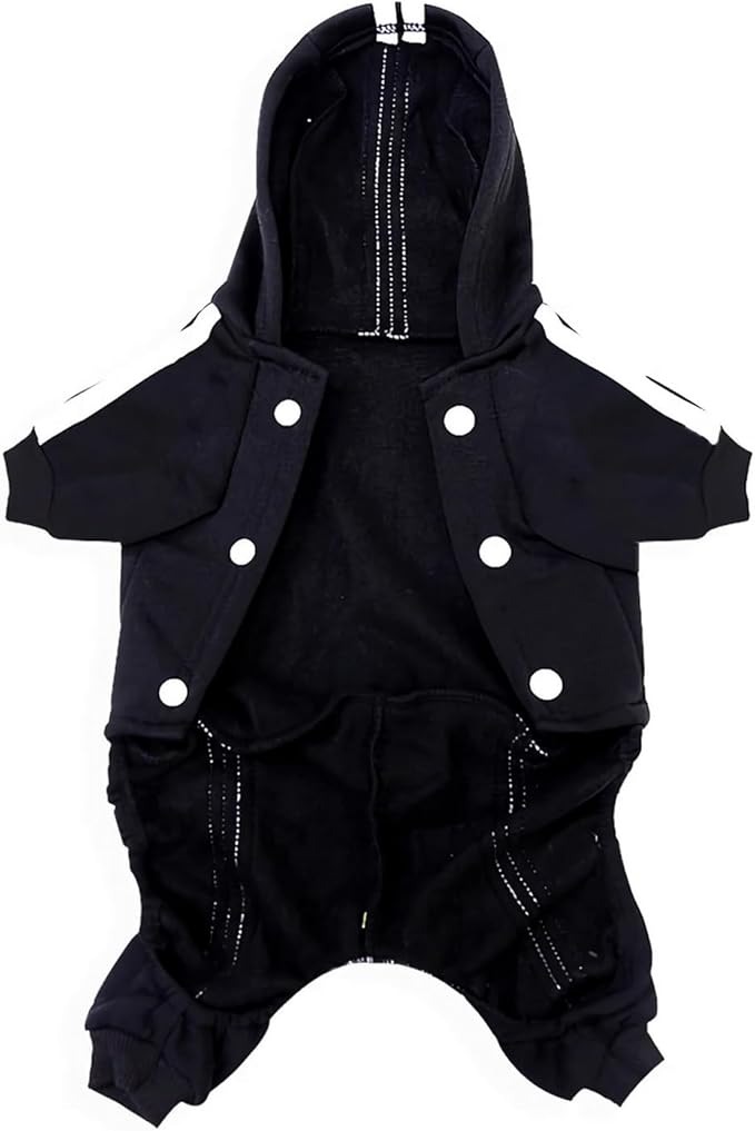 Weowin Pet Outfit - Cute Dog Hoodie Tracksuit Sweater Winter Clothes Pajamas Jumpsuit 4-Legs Black for Puppy Small Medium Large Dogs Girl or Boy (4X-Large)