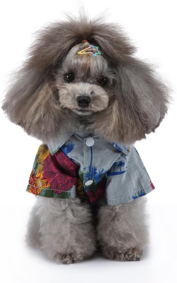 Tangpan Summer Pet Daisy Hawaiian Beach Plaid Print Shirts Clothes for Dog (Y Blue, X-Small)