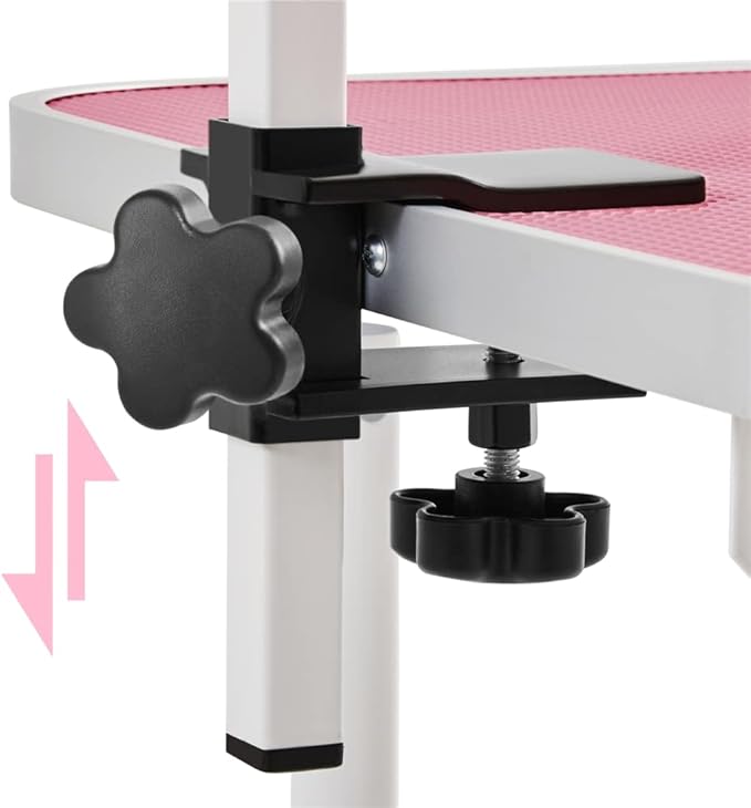 Yaheetech 32-inch Foldable Pet Dog Grooming Table w/Adjustable Height Arm - Drying Table for Home w/Noose for Small Dogs Cats, Maximum Capacity Up to 220lbs, Pink