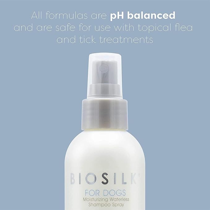BioSilk for Dogs Silk Therapy Deep Moisture Waterless Shampoo Spray - Waterless Dog Shampoo Spray for All Dogs and Puppies - 8 Fl Ounces, Pack of 2