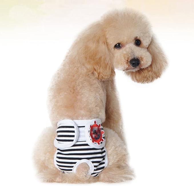 Mikikit Adjustable Pattern Pet Safety Pants for Female Dogs Comfortable Dog Diapers for Menstruation Protects Floors and Furnishings Suitable for Breeds