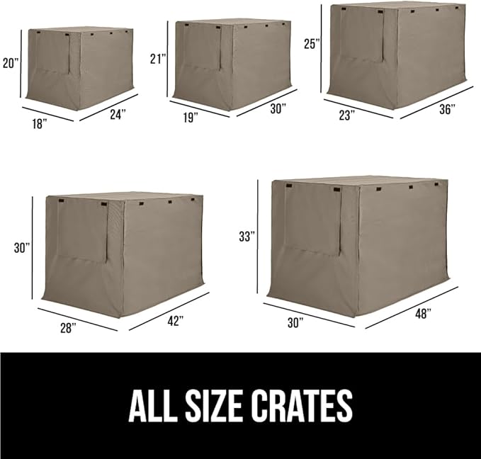 GORILLA GRIP Dog Crate Covers Compatible with Amazon Basics Dog Crates, All Sides Open, Privacy Cover Fits 30" Wire Kennel, Breathable Mesh Windows, Light Reducing Puppy Training Cage Topper, Taupe