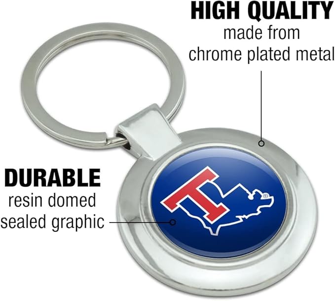 Louisiana Tech University Bulldogs Logo Keychain Classy Round Chrome Plated Metal