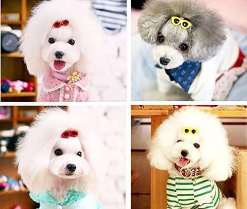 20Pcs Dog Hair Clips - Heart Sunglass Pet Hair Bows Alligator Hairpins Small Animal Barrettes, Multicolor Dog Hair Accessories