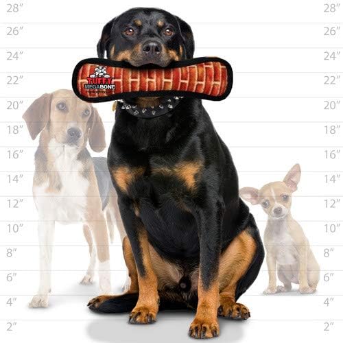TUFFY - World's Tuffest Soft Dog Toy - MEGA - Squeakers - Multiple Layers. Made Durable, Strong & Tough. Interactive Play (Tug, Toss & Fetch). Machine Washable & Floats (Bone Brick, Large 2 Pack)
