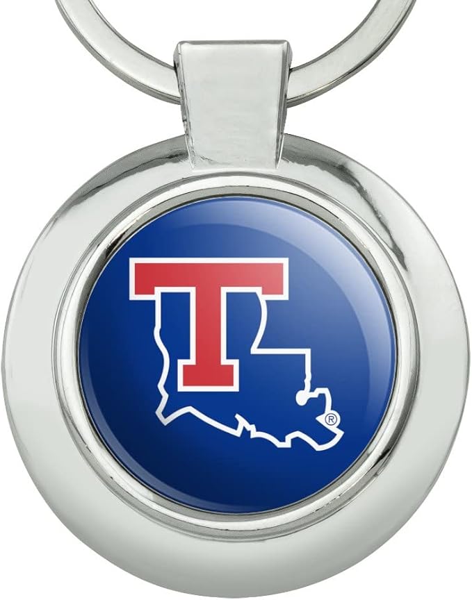 Louisiana Tech University Bulldogs Logo Keychain Classy Round Chrome Plated Metal