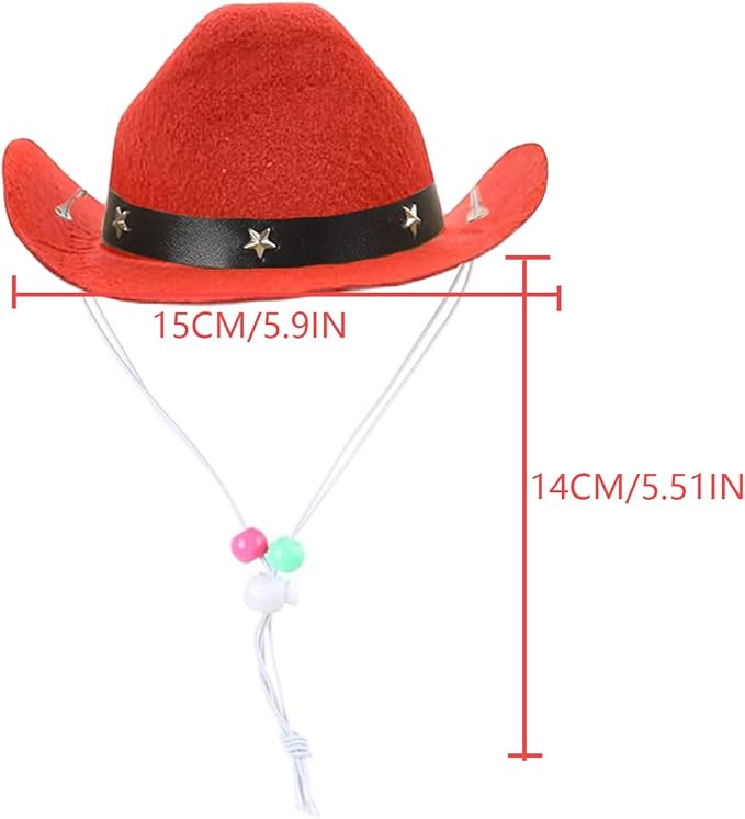 Pet Dog Costume Cowboy Hat Cosplay Cap Puppy Pet Dog Cat Holiday Pet Party Decoration (RED)