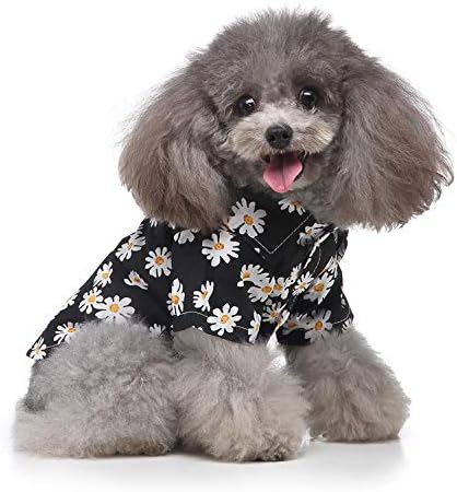 Tangpan Summer Pet Daisy Hawaiian Beach Plaid Print Shirts Clothes for Dog Black M