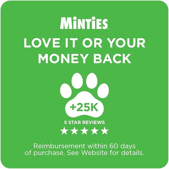 Minties Dog Dental Bone Treats, Tiny/Small Dental Dog Treats, Clean Teeth, Fight Bad Breath, Removes Plaque and Tartar, 80 Count