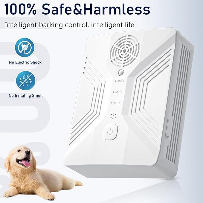 Anti Barking Device For Dogs, 55 Ft Dog Barking Deterrent Devices, 4 Frequency Weatherproof Ultrasonic Bark Deterrent, Effective Stop Barking Dog Devices, Stop the dog from barking at a distance