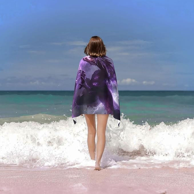 Dragon Lightning Beach Towel Dragon Sand-Free Microfiber Bath Towel Ultra Soft Quick Dry Pool Towel Absorbent Towel Lightweight Towel Gifts for Outdoor Bathroom Swimming Decor 31inx51in