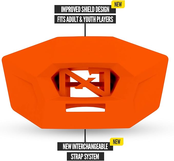 Nxtrnd One Pro Football Mouth Guard, Interchangeable Strap, Fits Adult & Youth (Orange)