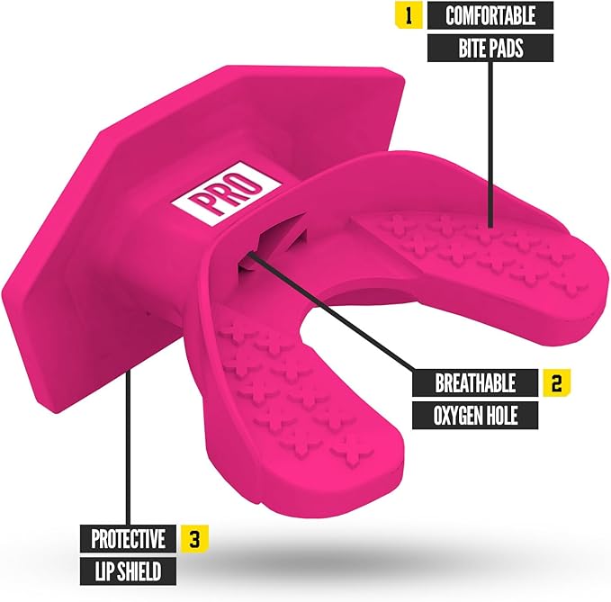 Nxtrnd One Pro Football Mouth Guard, Interchangeable Strap, Fits Adult & Youth (Pink)