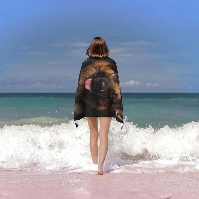 German Shepherd Beach Towel Dog Sand-Free Microfiber Bath Towel Ultra Soft Quick Dry Pool Towel Absorbent Towel Lightweight Towel Gifts for Outdoor Bathroom Swimming Decor 31inx51in