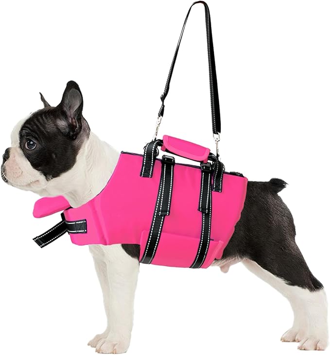 Fragralley Dog Life Jacket with Self-Locking Zipper, High-Buoyancy Ripstop Dog Swimming Vest, Floating Vest with Rescue Handle for Swimming and Boating, PFD Available for Small, Medium, and Large Dogs