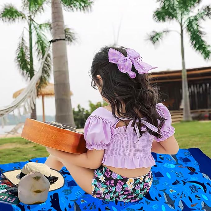 YIFONTIN Microfiber Beach Towels Velvet Throw Blanket Super Soft Absorbent 27.5"x55" for Kids Bath Camping Swimming Pool, Shark.