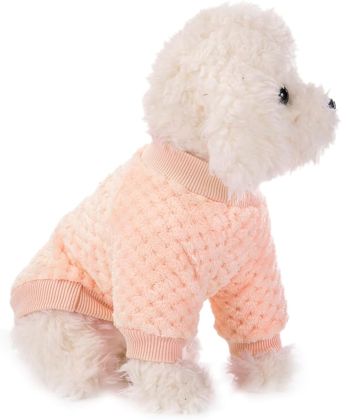 POMIU Dog Sweater, Dog Sweaters for Small Medium Dogs or Cat, Warm Soft Flannel Pet Clothes for Dogs Girl or Boy, Dog Shirt Coat Jacket (Peach+Purple+Rose, Large)