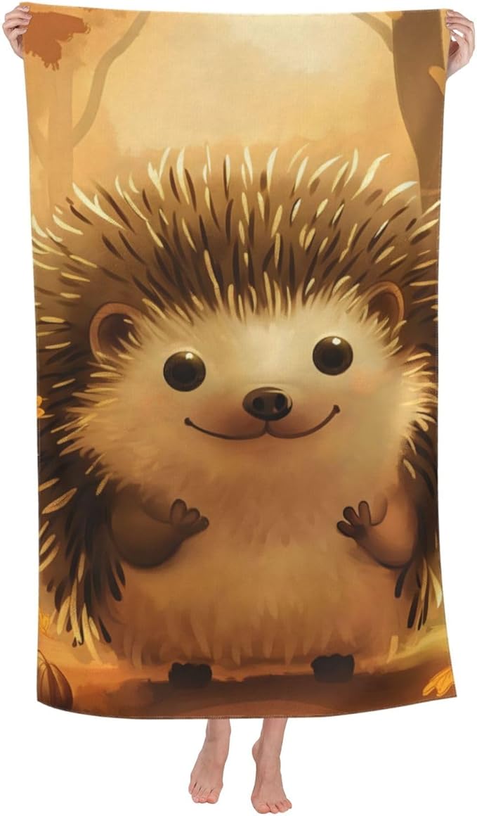 Hedgehog Beach Towel 31inx51in, Cute Sand-Free Microfiber Bath Towel Ultra Soft Quick Dry Pool Towel Absorbent Towel Lightweight Towel for Swimming Bathroom Decor